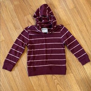 Old Navy Boys Maroon Striped Hooded Sweater 6T